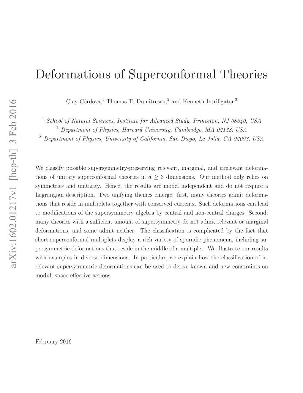 Deformations of Superconformal Theories