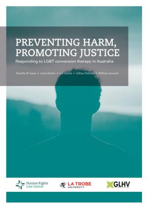 Preventing Harm, Promoting Justice: Responding to LGBT Conversion Therapy in Australia