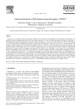 Characterization of the Human Neurocan Gene, CSPG31