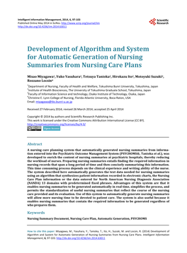 Development of Algorithm and System for Automatic Generation of Nursing Summaries from Nursing Care Plans