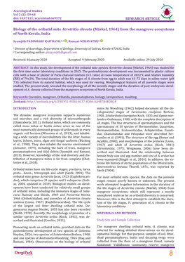 RESEARCH ARTICLE Biology of the Oribatid Mite Acrotritia Clavata