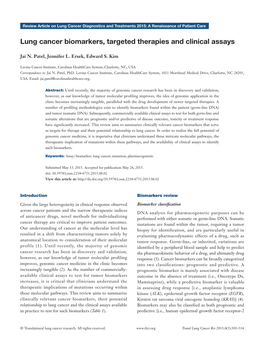 Lung Cancer Biomarkers, Targeted Therapies and Clinical Assays