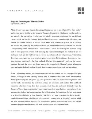 Eugénie Prendergast: Market Maker by Warren Adelson