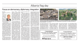 Albania Flag Day F Ocus on Democracy, Diplomacy, Integration