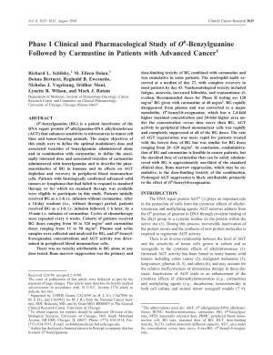 Phase I Clinical and Pharmacological Study of O6-Benzylguanine Followed by Carmustine in Patients with Advanced Cancer1