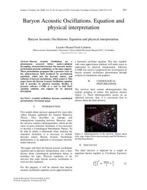 Baryon Acoustic Oscillations. Equation and Physical Interpretation