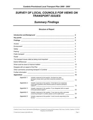 Survey of Local Councils for Views on Transport Issues
