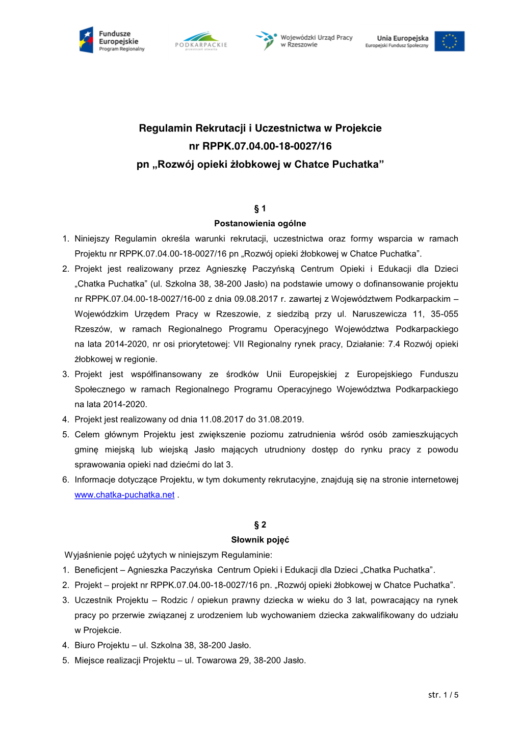 Regulamin Rekrutacji I Warunki Uczestnictwa W Projekcie.Pdf