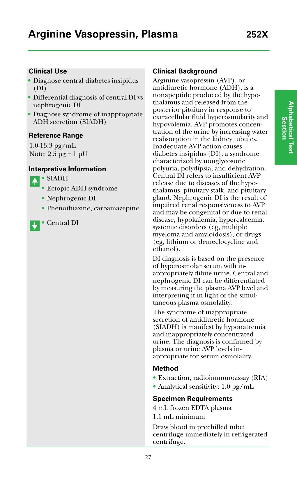 Arginine Vasopressin, Plasma Vasopressin, Arginine • • •