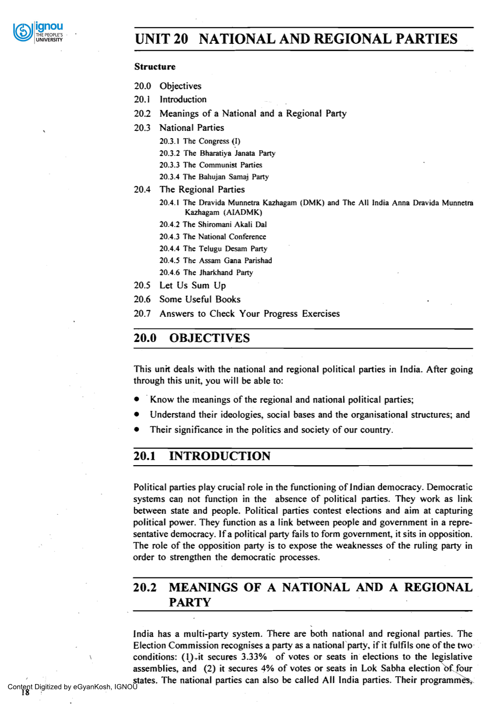 Unit 20 National and Regional Parties