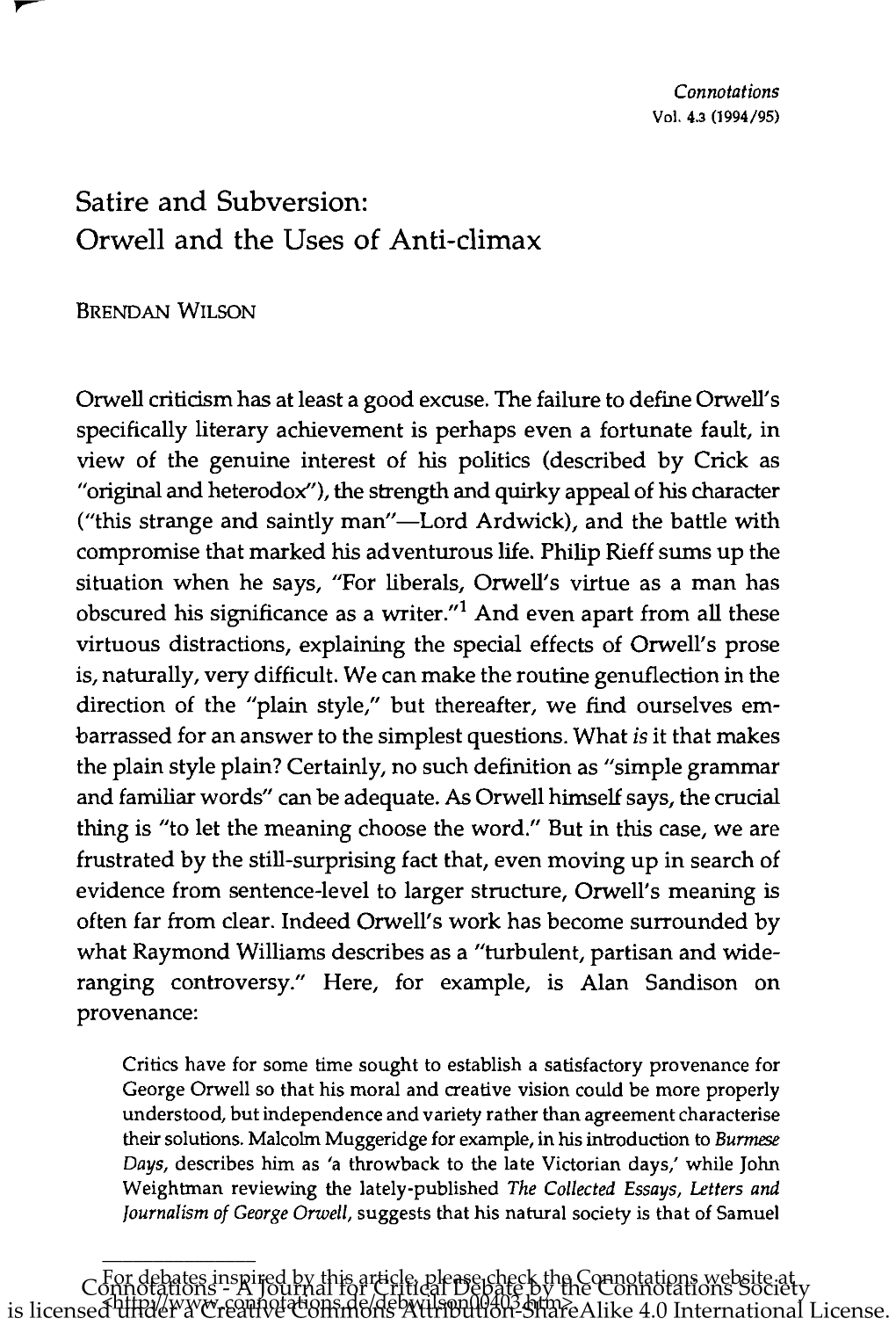 Orwell and the Uses of Anti-Climax