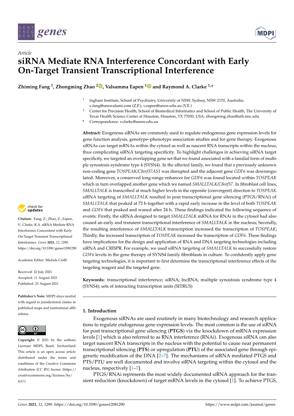 Sirna Mediate RNA Interference Concordant with Early On-Target Transient Transcriptional Interference