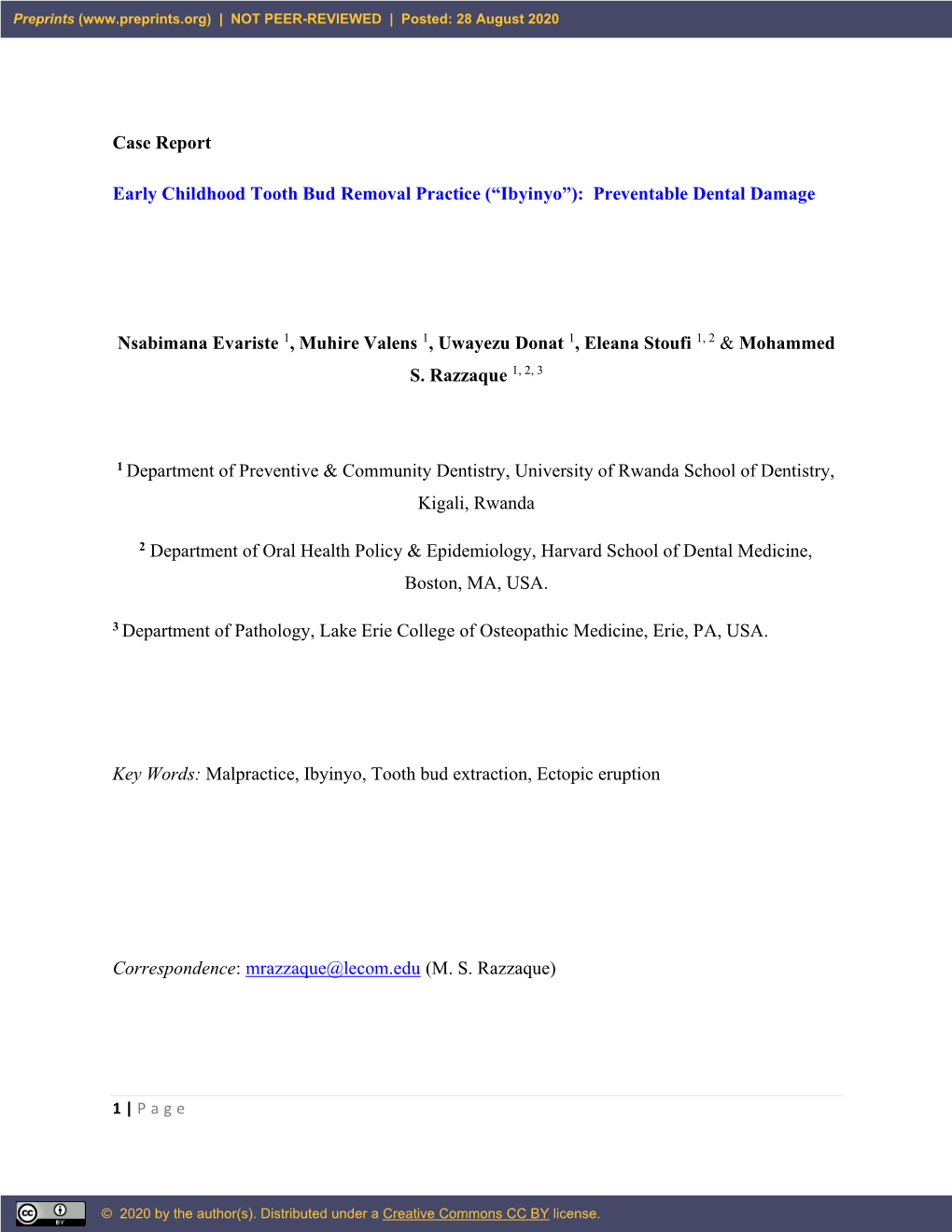 Case Report Early Childhood Tooth Bud Removal Practice
