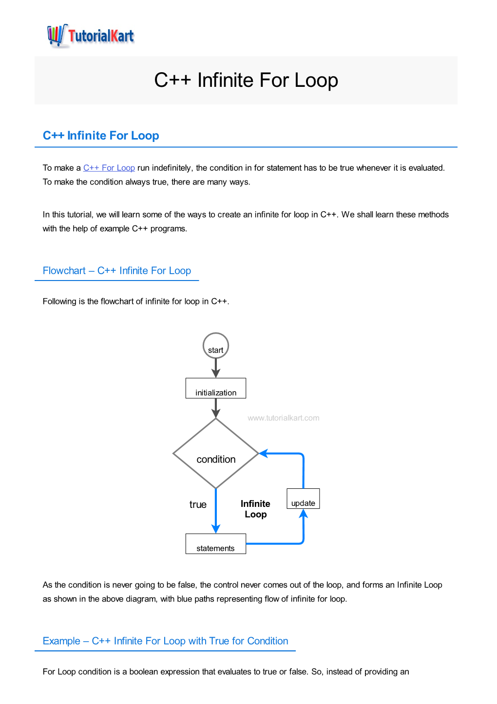 C++ Infinite for Loop