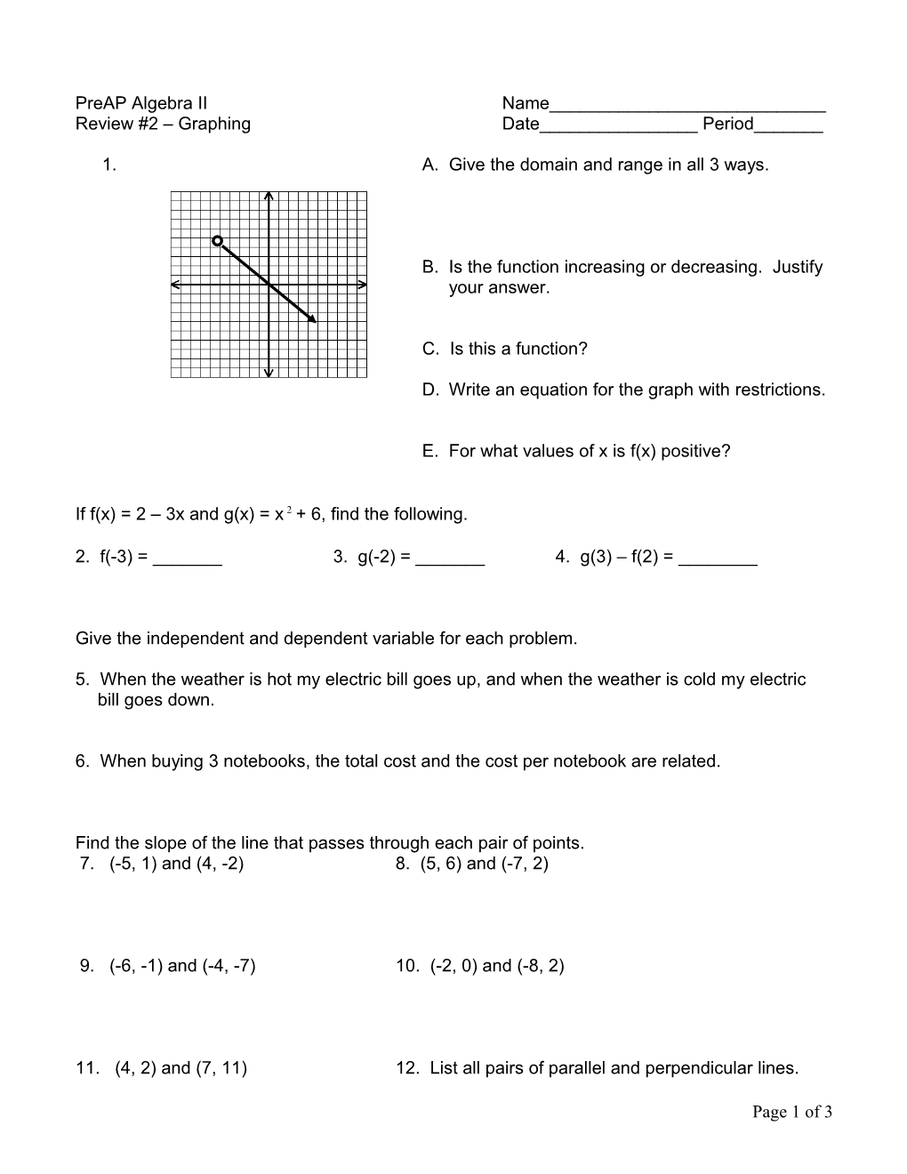 Review #2 Graphing