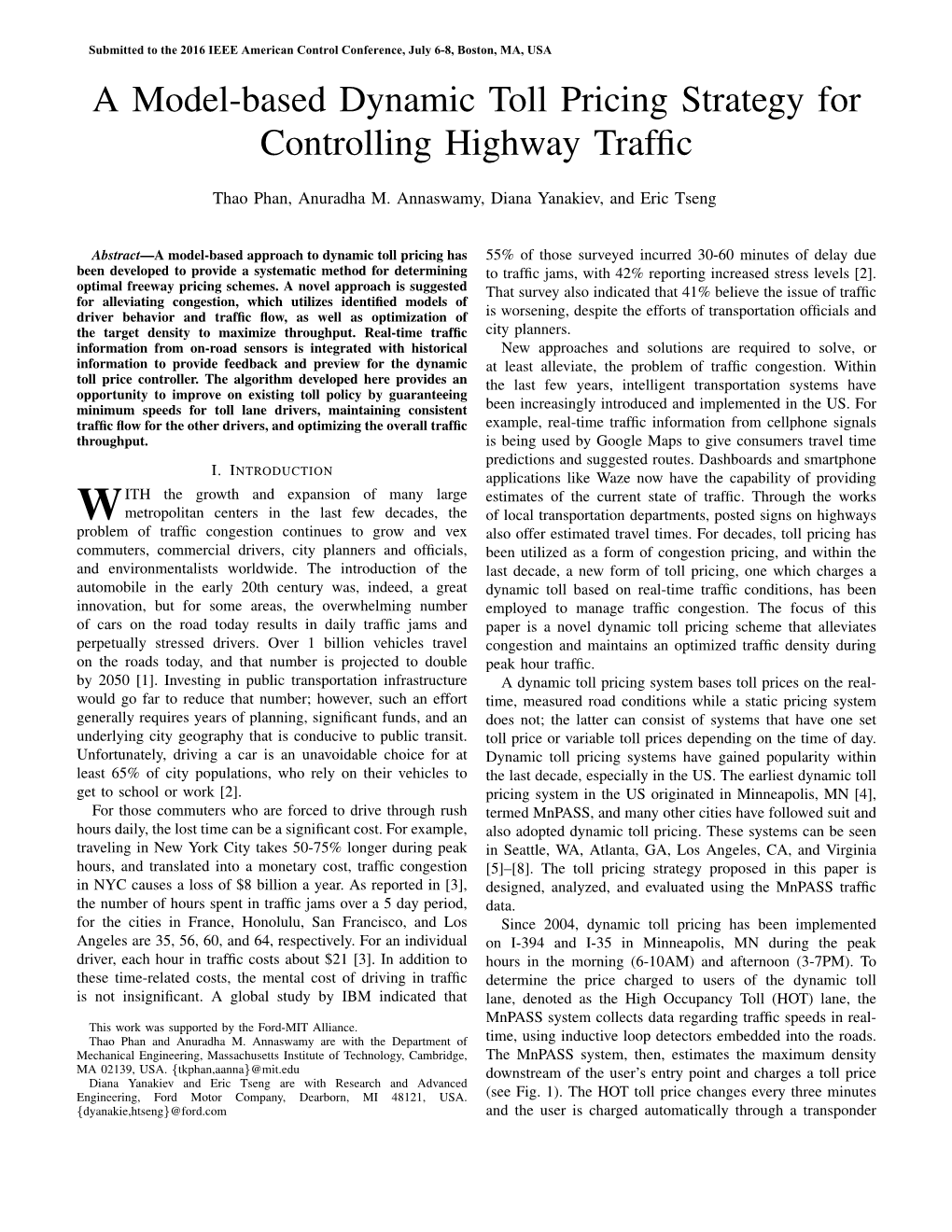 A Model-Based Dynamic Toll Pricing Strategy for Controlling Highway Trafﬁc