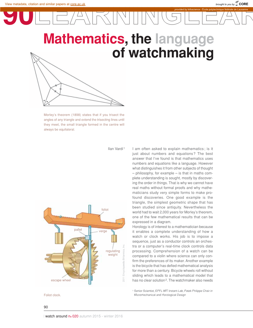 Mathematics, the Language of Watchmaking