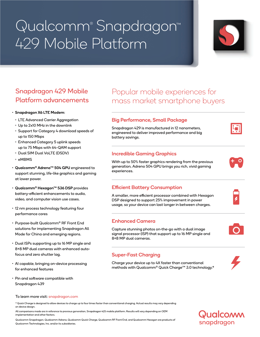 Qualcomm® Snapdragon™ 429 Mobile Platform