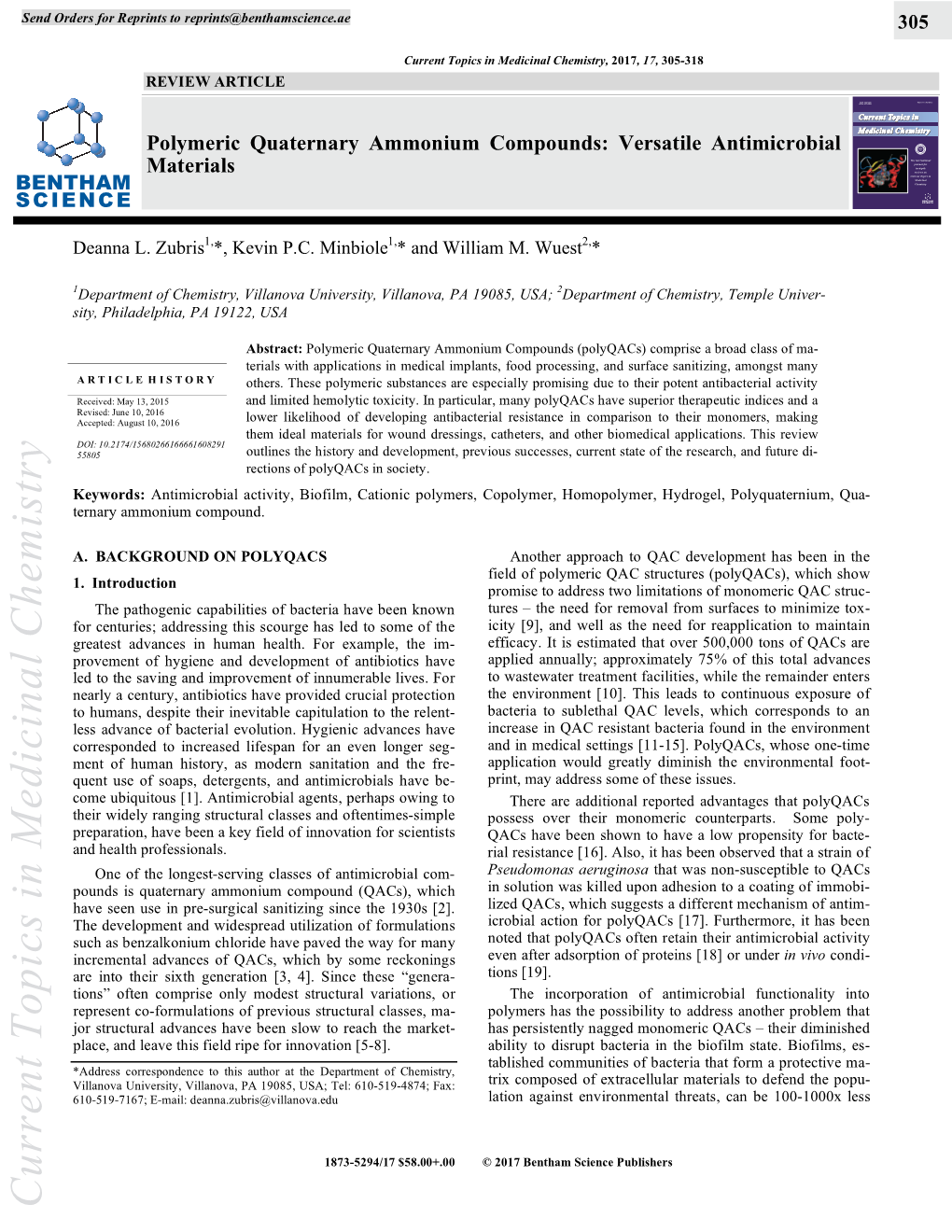 Current Topics in Medicinal Chemistry, 2017, 17, 305-318 REVIEW ARTICLE