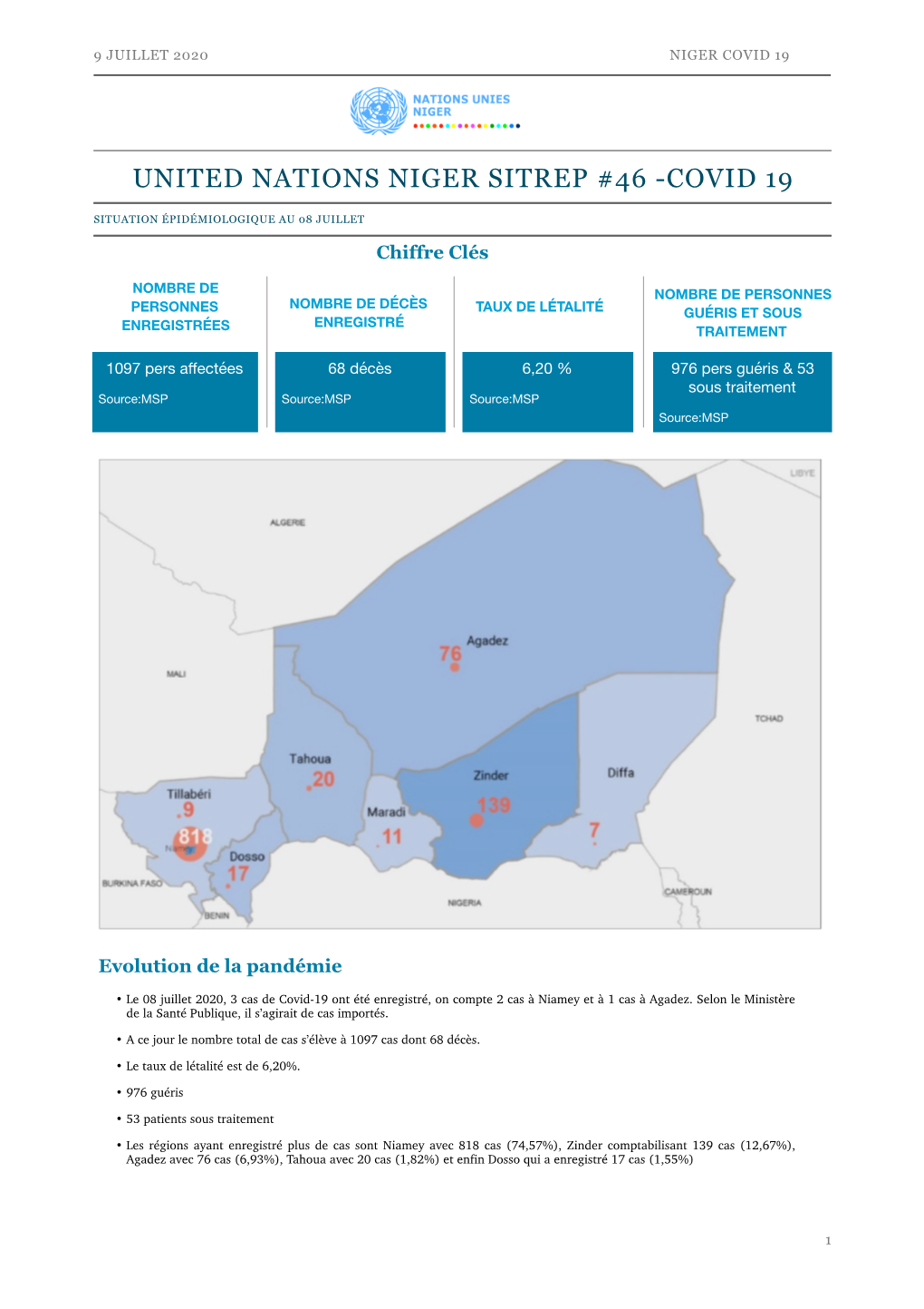 United Nations Niger Sitrep #46 -Covid 19