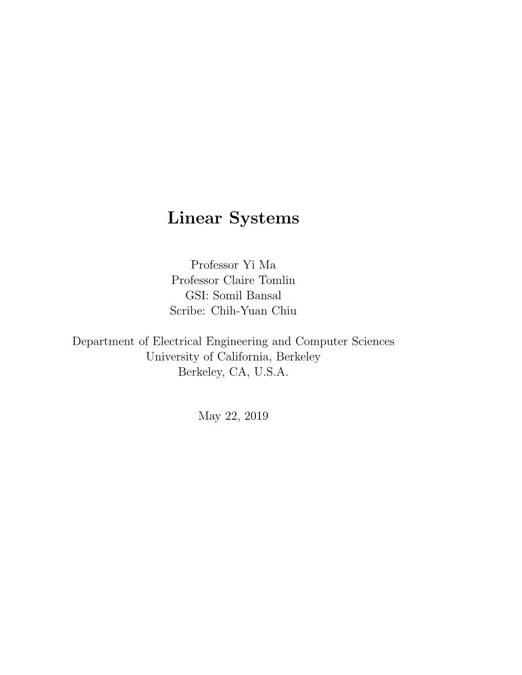 Linear Systems