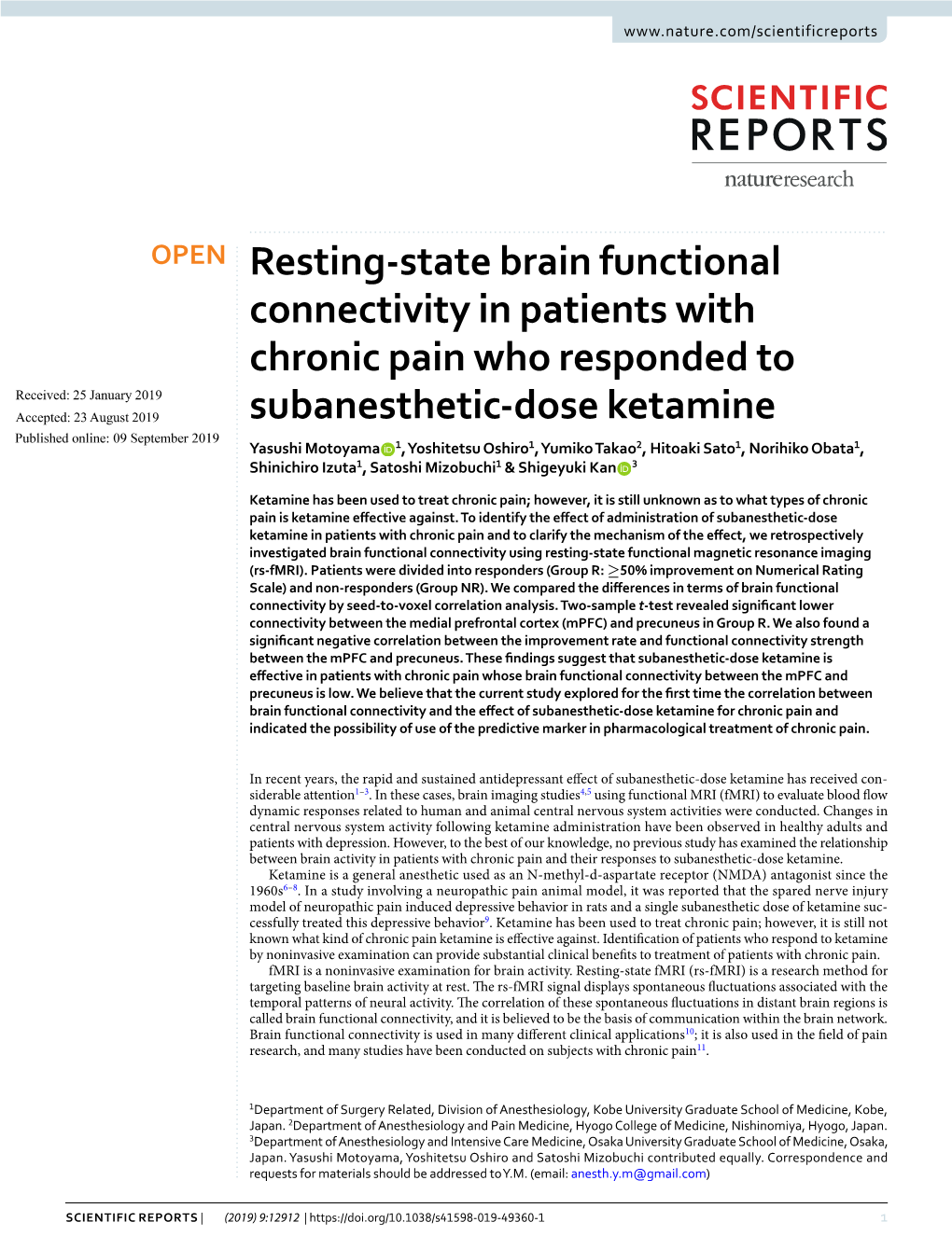 Resting-State Brain Functional Connectivity in Patients with Chronic