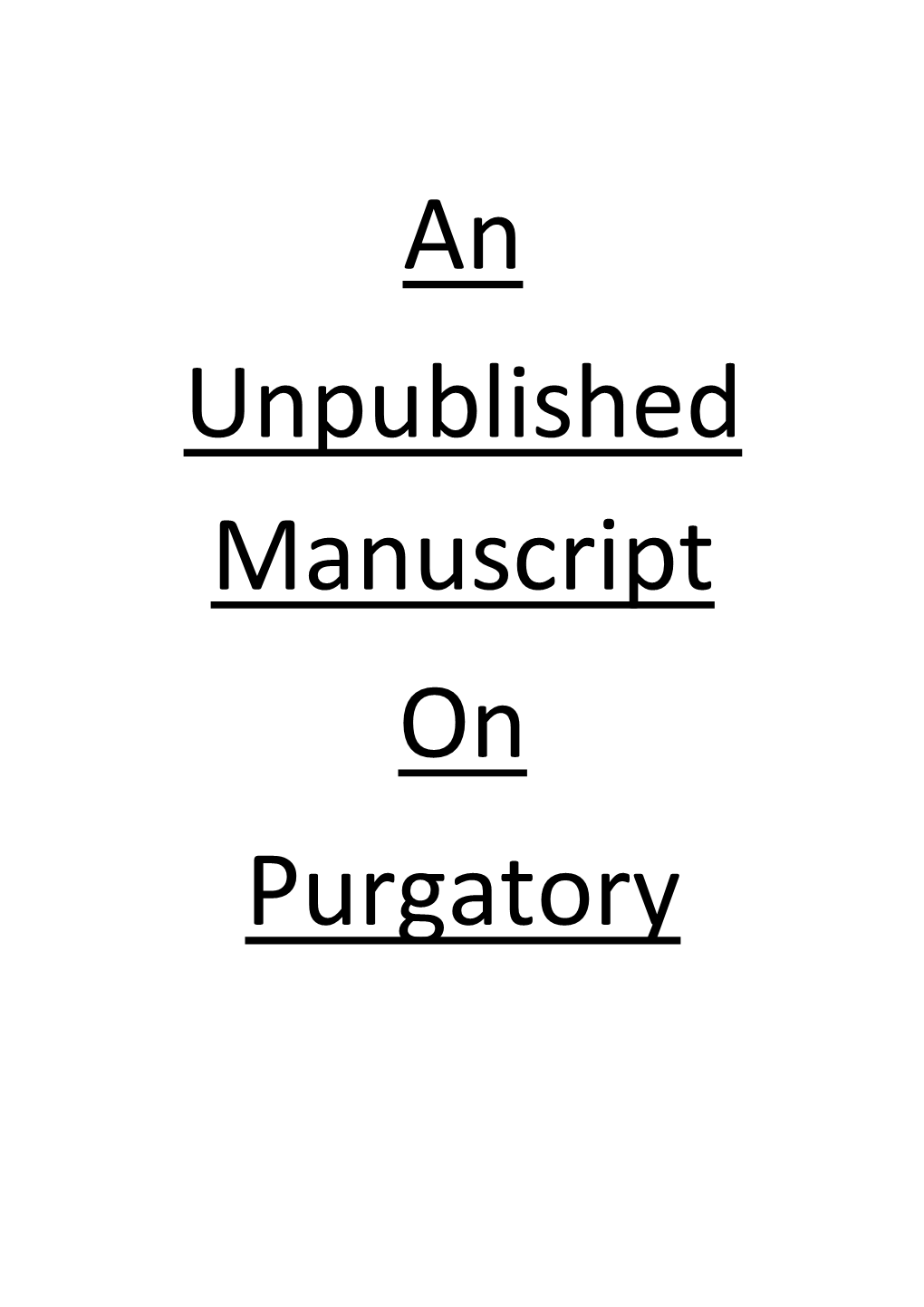 An Unpublished Manuscript on Purgatory