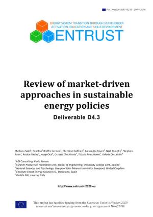 Review of Market-Driven Approaches in Sustainable Energy Policies Deliverable D4.3