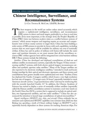 Chinese Intelligence, Surveillance, and Reconnaissance Systems Lt Col Thomas R