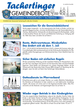 GEMEINDEBOTE EMERTSHAM • PETERSKIRCHEN • TACHERTING Amtsblatt Der Gemeinde Tacherting Für Alle Drei Ortsteile 16