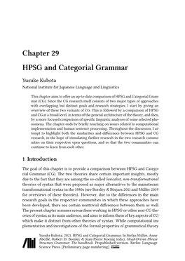 Chapter 29 HPSG and Categorial Grammar