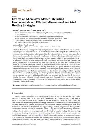 Review on Microwave-Matter Interaction Fundamentals and Efﬁcient Microwave-Associated Heating Strategies