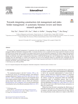 Towards Integrating Construction Risk Management and Stakeholder Management: a Systematic Literature Review and Future Research