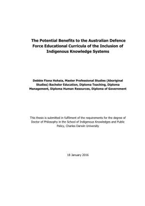 The Potential Benefits to the Australian Defence Force Educational Curricula of the Inclusion of Indigenous Knowledge Systems