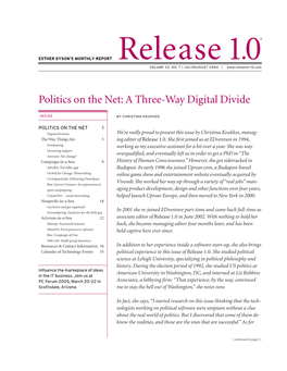 Politics on the Net: a Three-Way Digital Divide