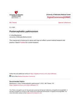 Postencephalitic Parkinsonism