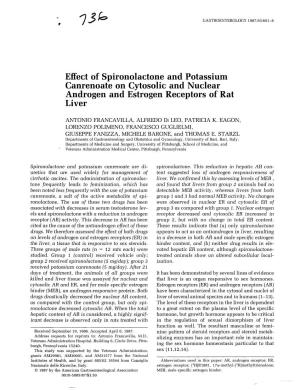 Effect of Spironolactone and Potassium Canrenoate on Cytosolic and Nuclear Androgen and Estrogen Receptors of Rat Liver