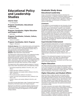 Educational Policy and Leadership Studies 1