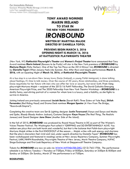Ironbound Written by Martyna Majok Directed by Daniella Topol