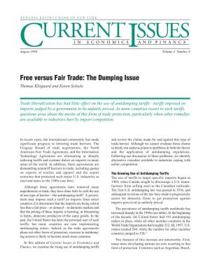 Free Versus Fair Trade: the Dumping Issue Thomas Klitgaard and Karen Schiele