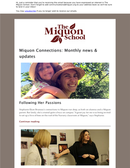 Miquon Connections: Monthly News & Updates