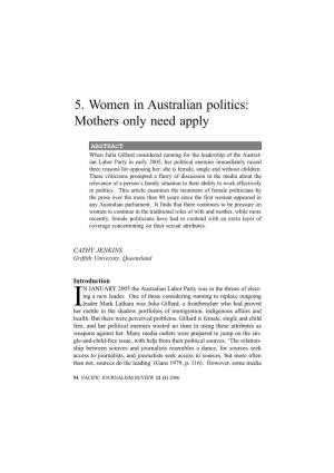 5. Women in Australian Politics: Mothers Only Need Apply