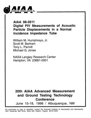 Digital PIV Measurements of Acoustic Particle Displacements in a Normal Incidence Impedance Tube