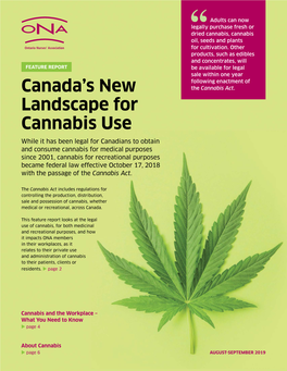 Canada's New Landscape for Cannabis