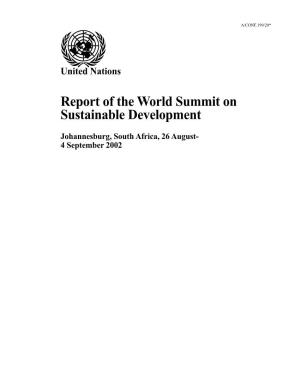 Report of the World Summit on Sustainable Development