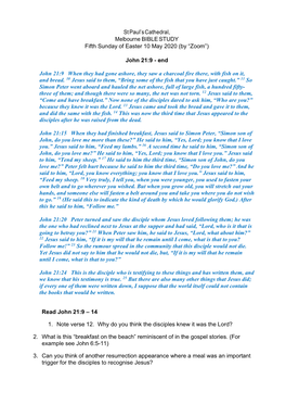 10 May Bible Study 2020 John 21 B
