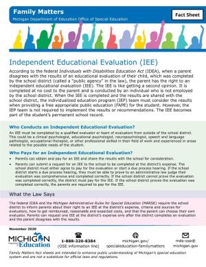 Family Matters Independent Educational Evaluation Fact Sheet