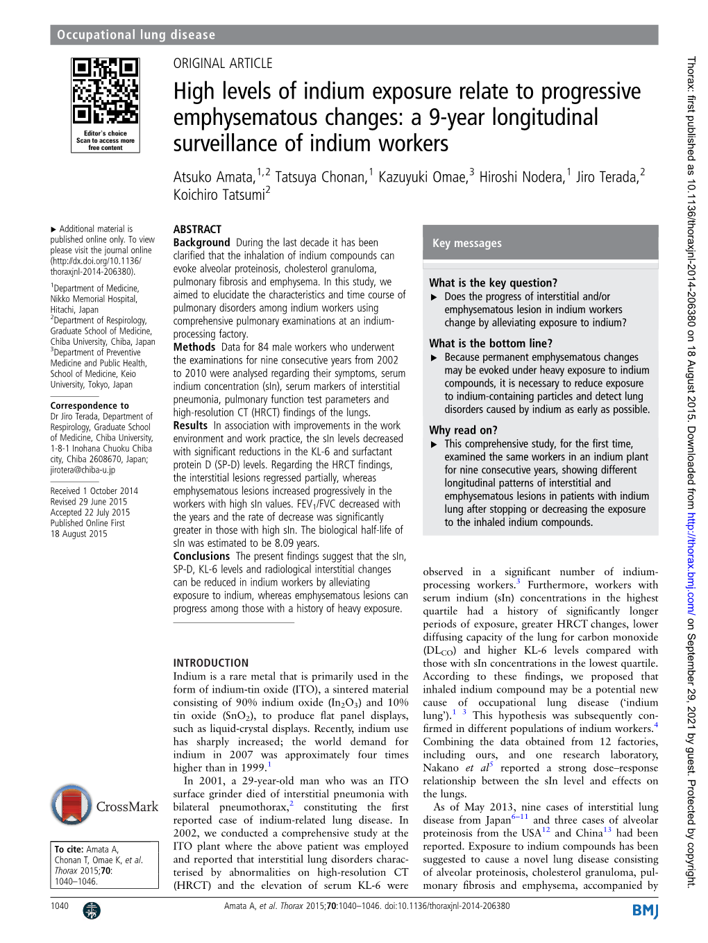 High Levels of Indium Exposure Relate to Progressive