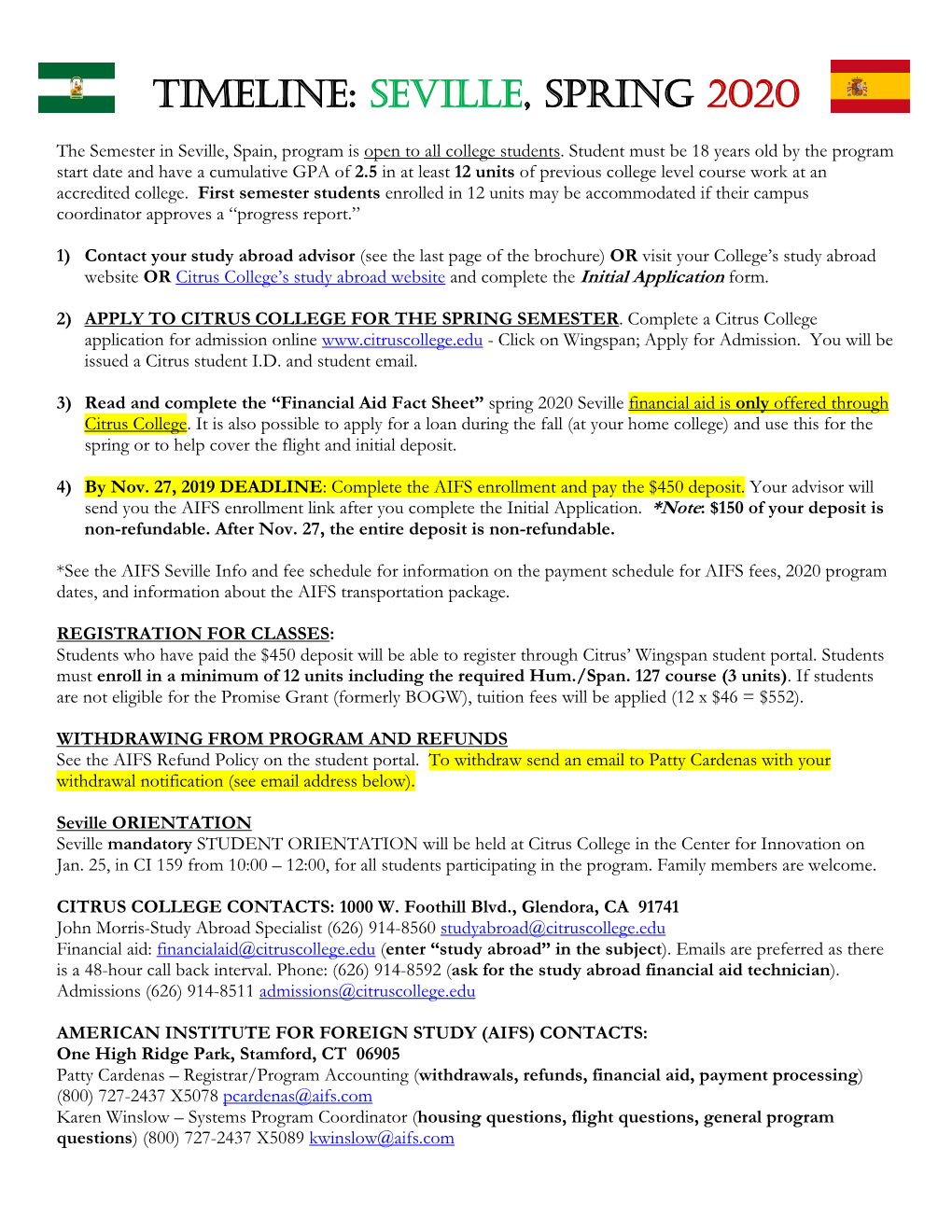 Timeline and Fee Schedule Document