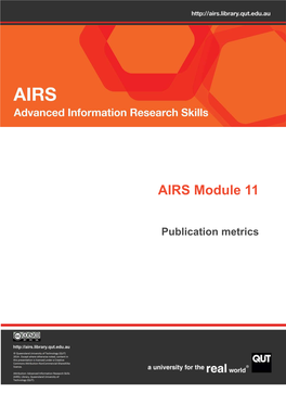 AIRS Module 11: Publication Metrics CRICOS No